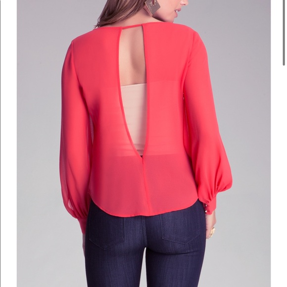 BEBE Blousan Slit Sleeve Shirt with Open Back Detail. - Picture 9 of 9